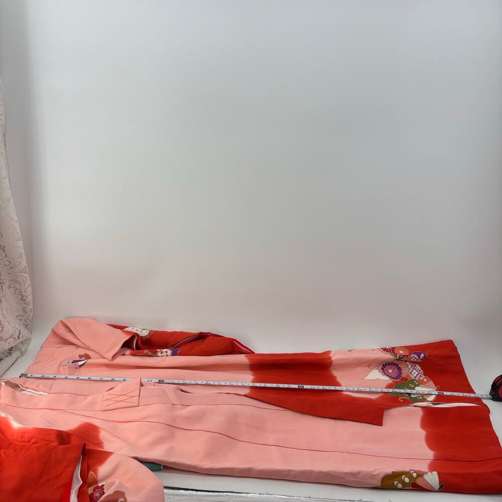 Japanese Kimono Womens XXS Pink Red Robe Costume Traditional Child Dress Up - Picture 6 of 16